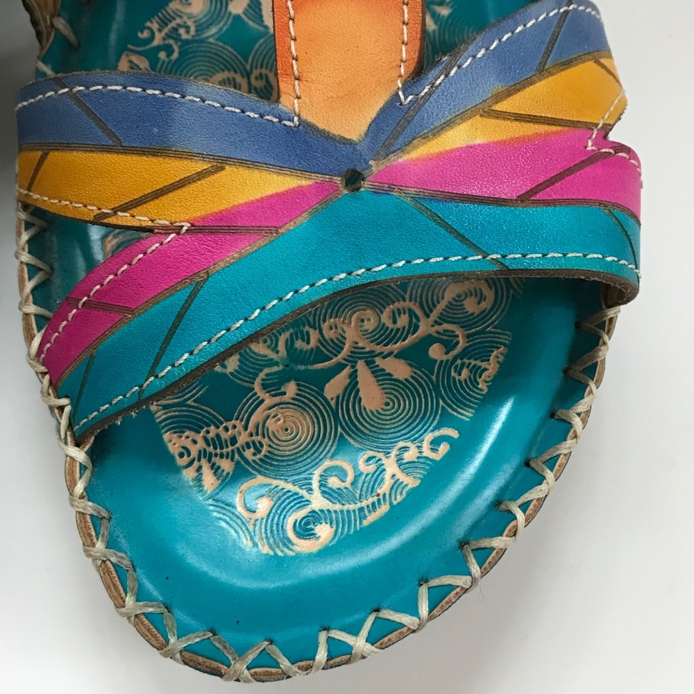 SOCOFY Flower Sandals Leather Bohemian Women’s Size 7 - Picture 3 of 16